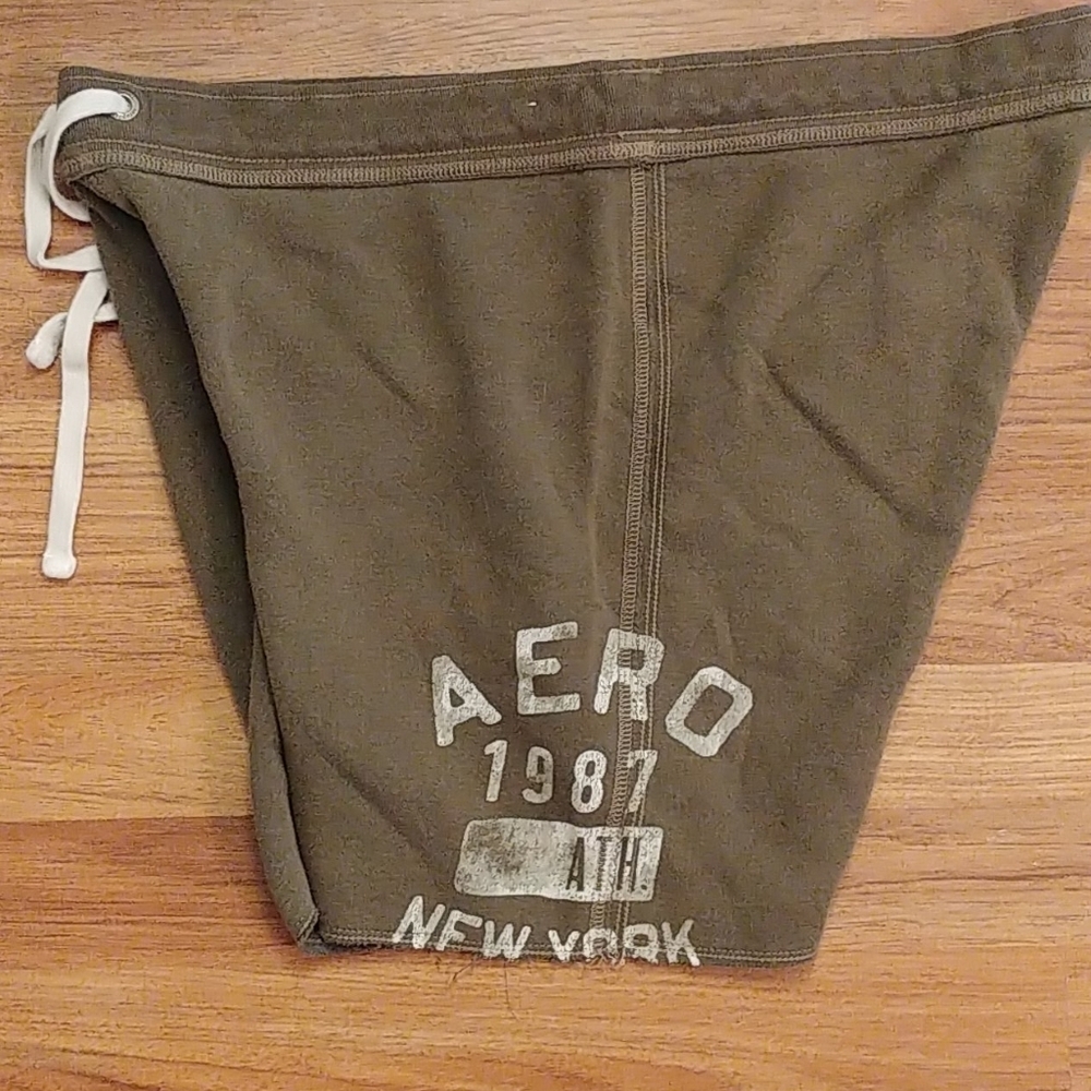 Aéropostale Olive Green Raw Hem Shorts Size XL Athletic Lounge Shorts - Picture 5 of 7